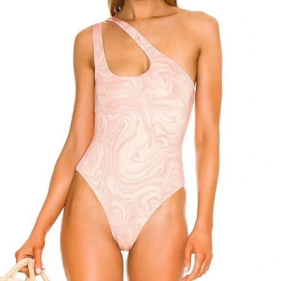 NWT Phoebe Classic One-Shoulder One-Piece Swimsuit in Shimmer Key West Kitten - Picture 1 of 10